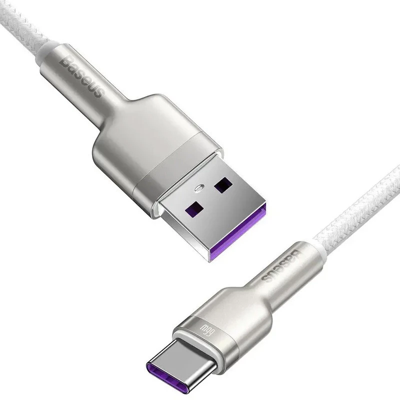 Дата кабель Baseus Cafule Metal Data USB to Type-C 66W (1m) (CAKF00010) – White. Фото 3 з 5