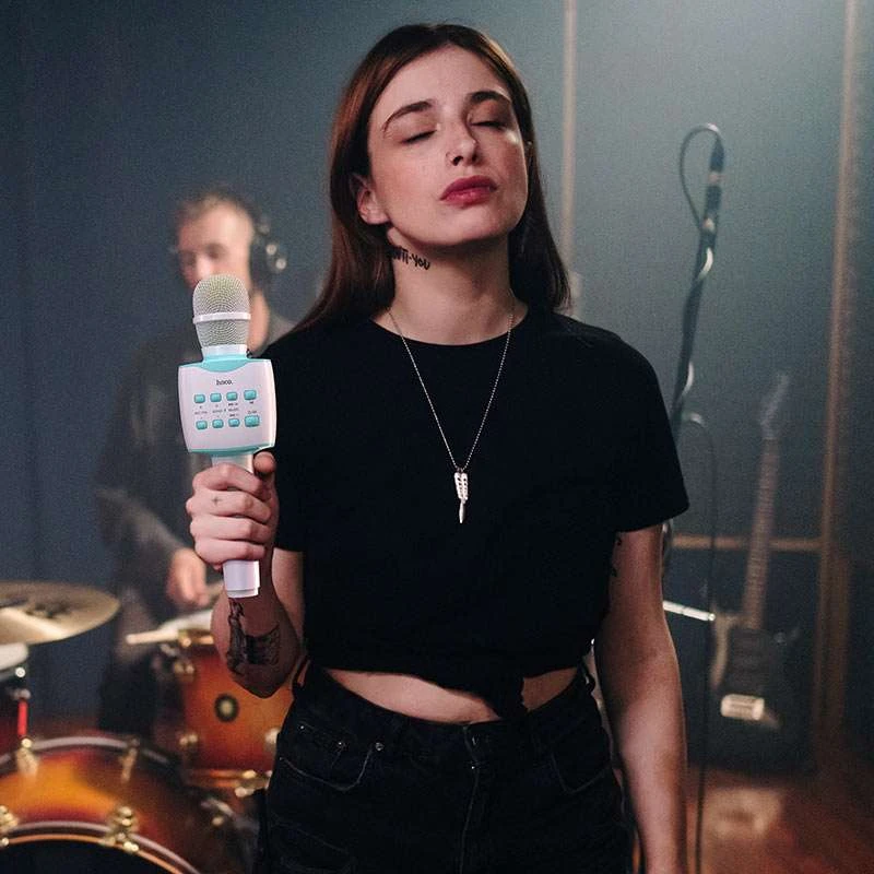 Караоке Мікрофон-колонка Hoco BK5 – Блакитний. Фото 7 з 7