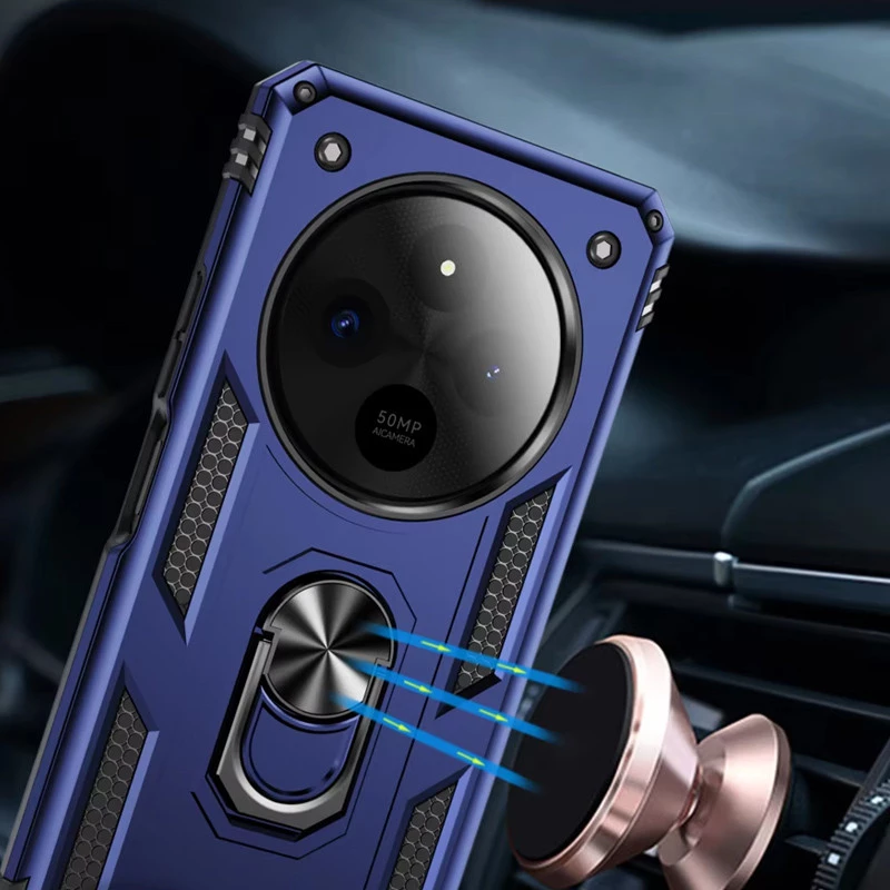 Протиударний чохол Serge Ring з кільцем на Xiaomi Poco C75 – Темно-синій. Фото 2 з 3