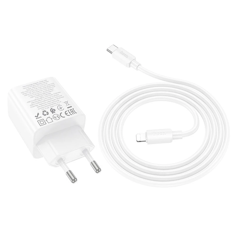 СЗУ Hoco N56 Fundador PD30W four-port (2C2A) + Type-C to Lightning – White. Фото 3 из 4
