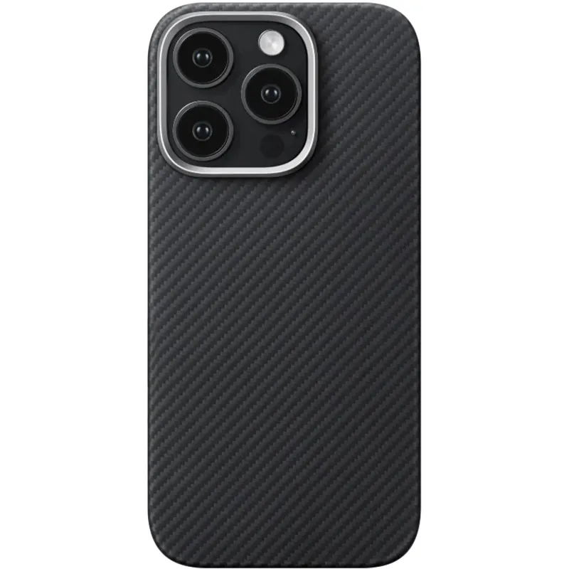 Чохол Aramid Fiber PTK Premium with MagSafe (NFC) для Apple iPhone 15 Pro Max (6.7") – Black / Grey. Фото 4 з 4