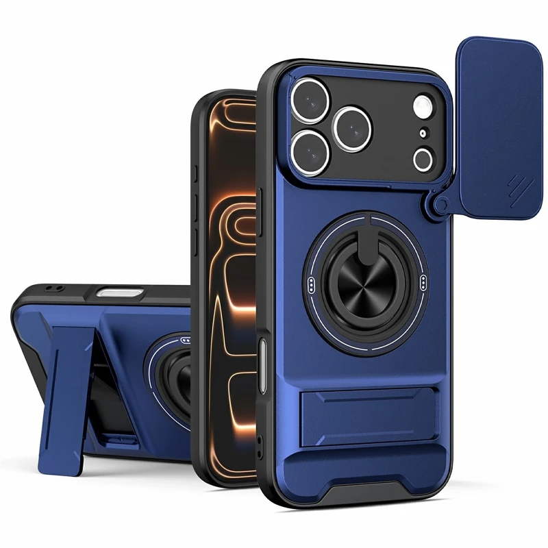 Ударостійкий чохол Camshield StandRing case для Apple iPhone 17 Pro Max (6.9") – Blue. Фото 1 з 1