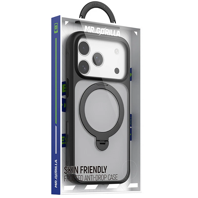 TPU+PC чохол Blueo Skin Friendly 360 Rotatable Stand with MagSafe для Apple iPhone 17 Pro (6.3") – Black. Фото 2 з 3