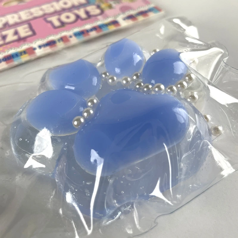 Антистрес-сквіш котяча лапка – Clear / Blue. Фото 2 з 2