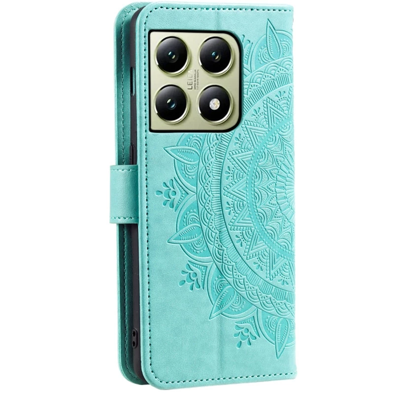 Кожаный чехол-книжка Art Case с визитницей для Xiaomi 14T Pro – Бирюзовый. Фото 7 из 9