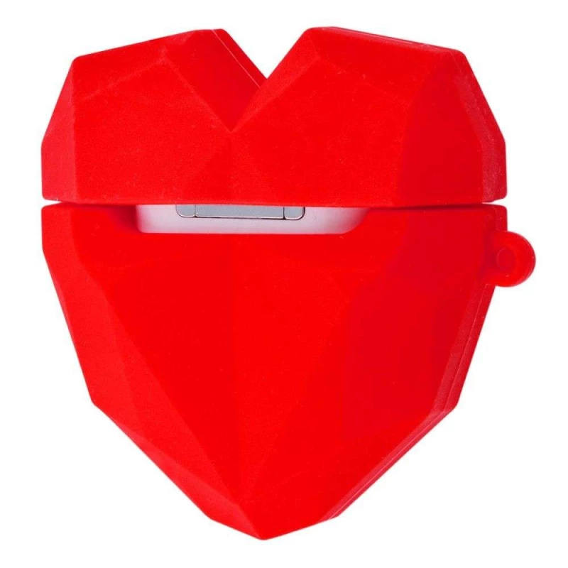 Силіконовий футляр Heart series для навушників AirPods 1/2 – Червоний. Фото 3 з 4
