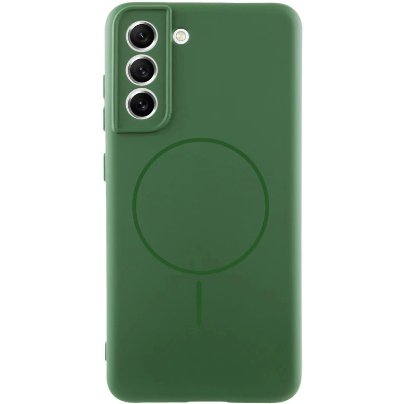 Чохол Silicone Cover Lakshmi Full Camera (AA) with Magnetic Fit для Samsung Galaxy S21 FE – Зелений / Dark green. Фото 1 з 4