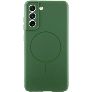 Чохол Silicone Cover Lakshmi Full Camera (AA) with Magnetic Fit для Samsung Galaxy S21 FE — Зелений / Dark green