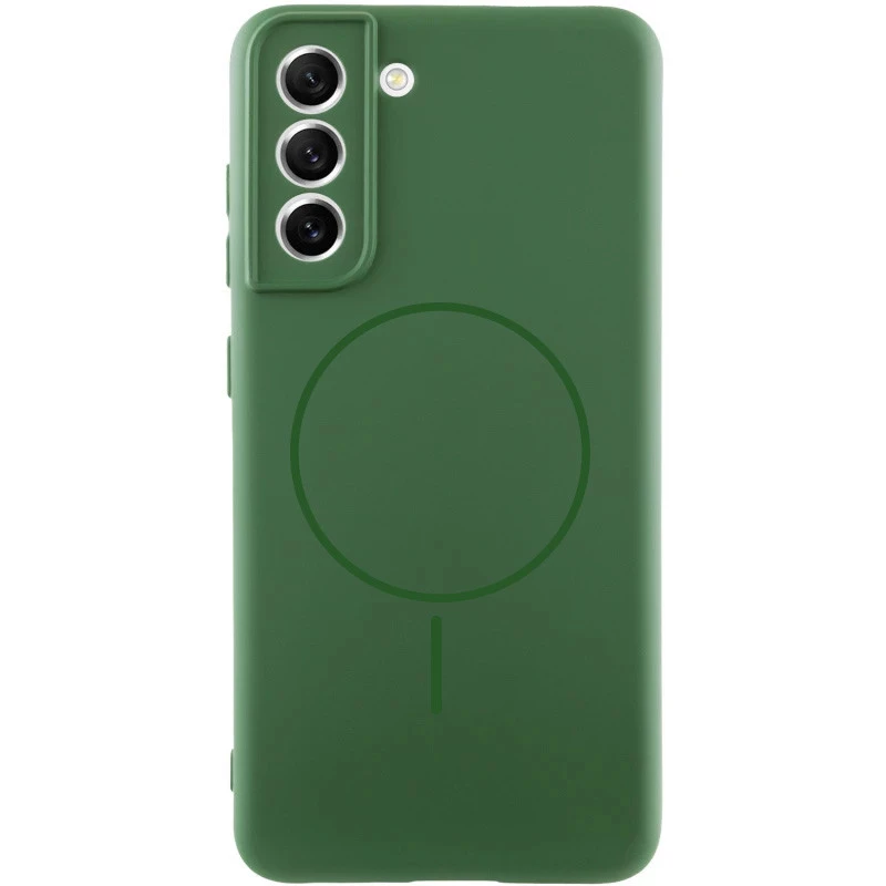 Силіконовий чохол Lakshmi MagFit з захистом камери для Samsung Galaxy S21 FE – Зелений / Dark green. Фото 1 з 4
