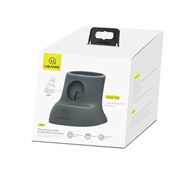 Силіконова підставка для зарядки Usams US-ZJ051 2in1 – Grey. Фото 3 з 3