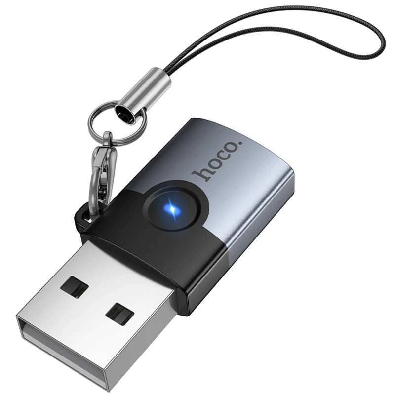 Перехідник Hoco UA46B USB Male to Type-C Female USB3.0 – Metal gray. Фото 1 з 6