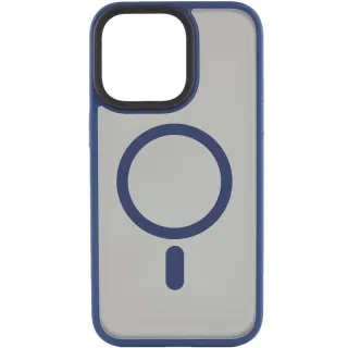 TPU+PC чехол Metal Buttons with Magnetic Fit для Apple iPhone 15 Plus (6.7") — Синий / Navy Blue