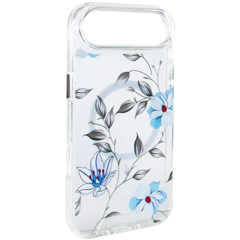 TPU+PC чохол Clear Garden with MagSafe для Apple iPhone 17 Air (6.5") – Blue Blossom. Фото 2 з 7