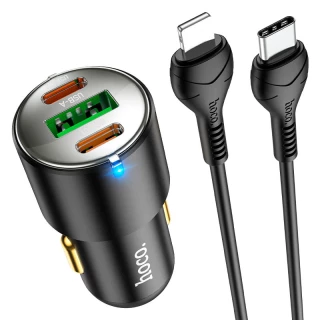АЗУ Hoco NZ6 PD45W (2Type-C/1USB) + Type-C to Lightning фото 1 з 7