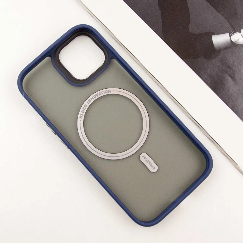 TPU+PC чохол Blueo Skin Friendly Frosted with MagSafe для Apple iPhone 15 (6.1") – Синій / Blue. Фото 4 з 8