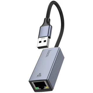 Перехідник Hoco UA37 Portable USB to RJ45 1000 Mbs (0.15m) фото 1 з 5
