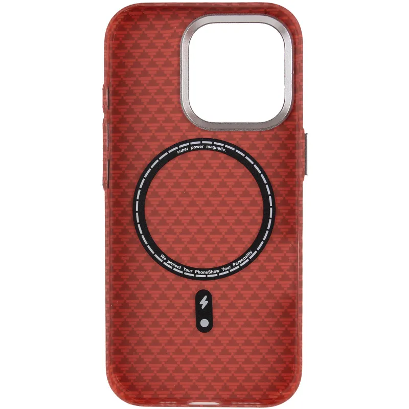 Чехол TPU+PC KVZV Triangular Pattern with Magnetic Fit для Apple iPhone 15 Pro Max (6.7") – Red. Фото 4 из 6
