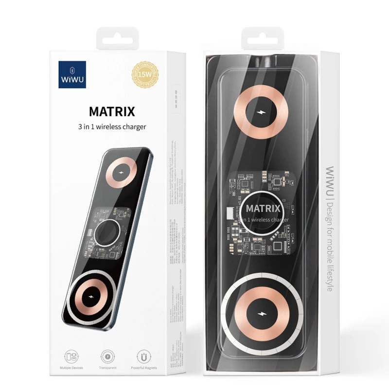 БЗП WIWU Wi-W010 3 in 1 wireless charger – Black. Фото 5 з 5