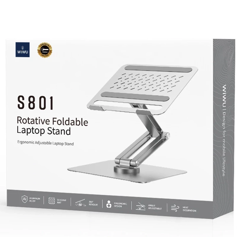 Підставка для ноутбуку WIWU ZM-S801 Rotative Foldable Laptop Stand – silver. Фото 6 з 8