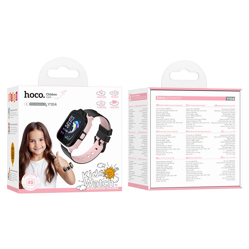 Дитячий cмарт-годинник Hoco Y104 4G – Pink. Фото 4 з 4