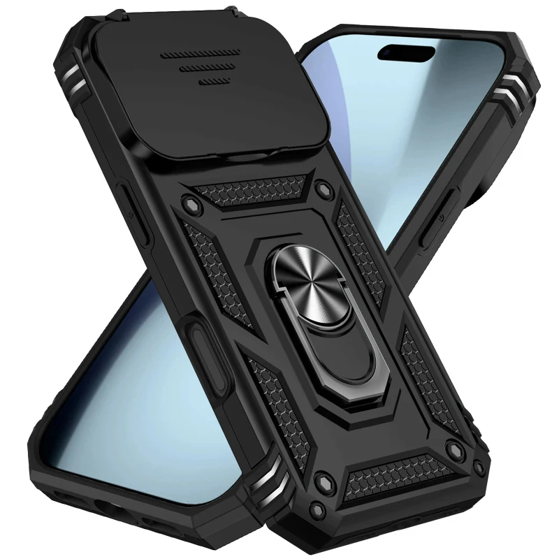 Протиударний чохол Serge Ring з кільцем на Apple iPhone 17 Pro Max (6.9") – Чорний. Фото 3 з 4