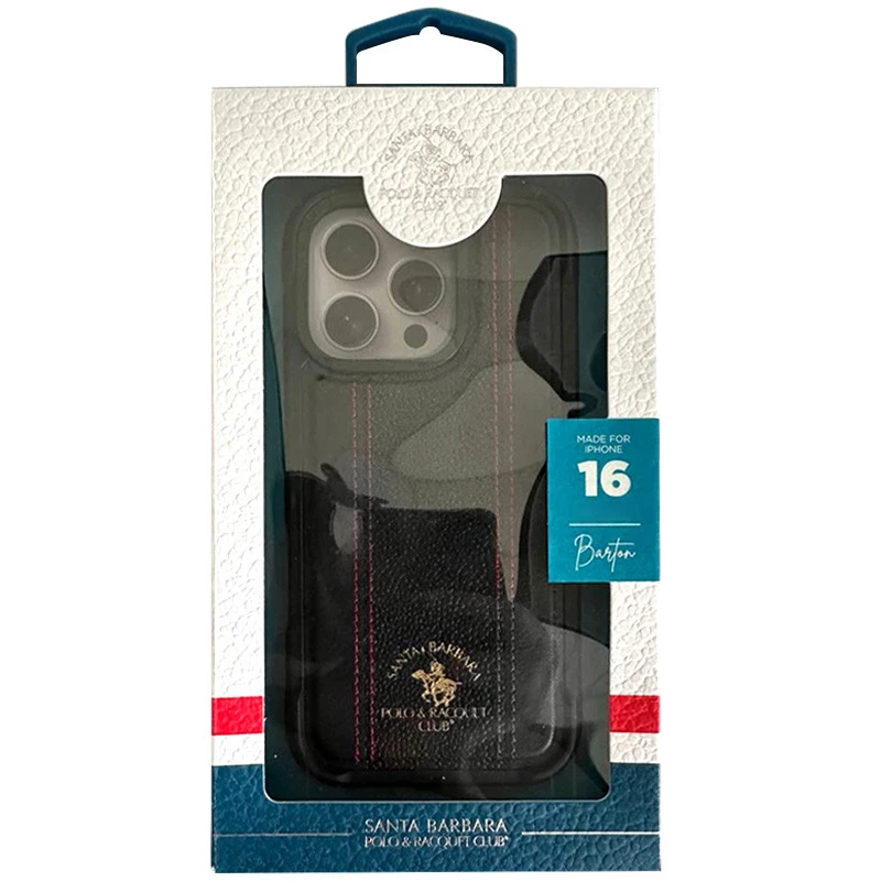 Шкіряний чохол Polo Santa Barbara Barton для Apple iPhone 16 Pro – Black / Red. Фото 8 з 12