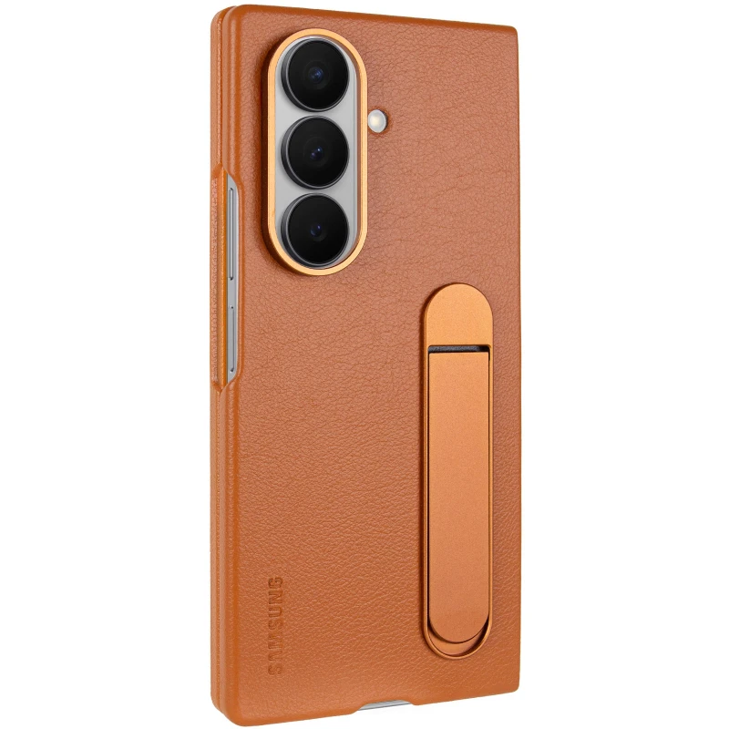 Шкіряний чохол Leather Case (AAA) with stand для Samsung Galaxy Z Fold7 – Tan. Фото 2 з 9