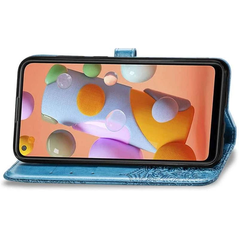 Кожаный чехол-книжка Art Case с визитницей для Samsung Galaxy A11 – Синий. Фото 4 из 5