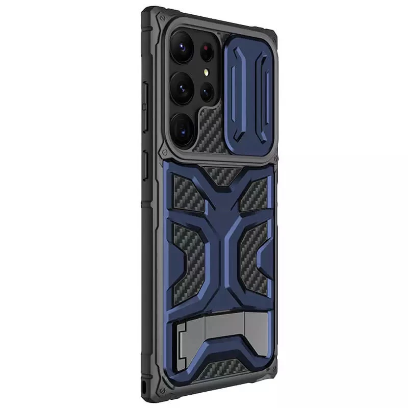TPU+PC чехол Nillkin CamShield Adventurer Pro с шторкой на камеру для Samsung Galaxy S23 Ultra – Interstellar Blue. Фото 3 из 7