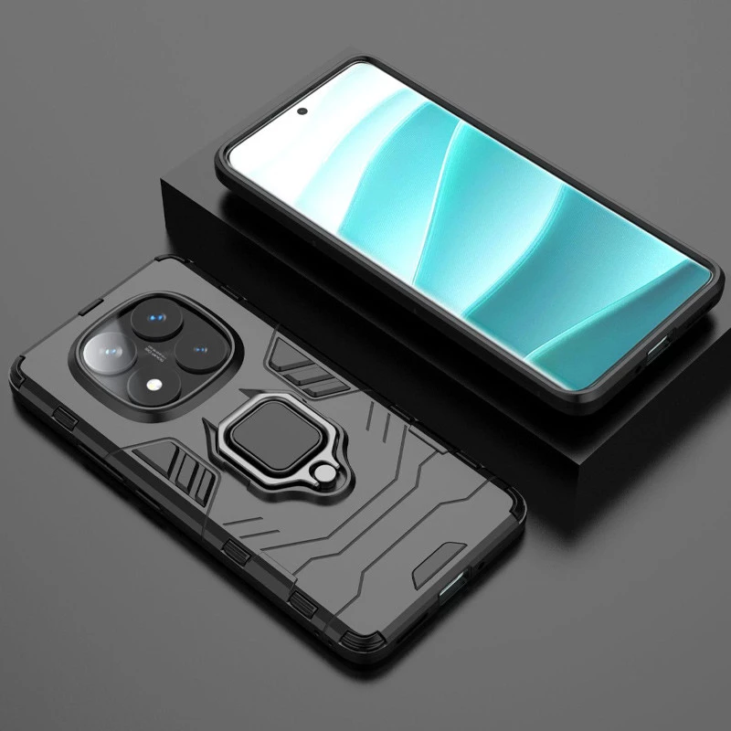 Протиударний чохол Transformer з кільцем на Xiaomi Redmi Note 14 Pro 4G – Чорний / Soul Black. Фото 3 з 7