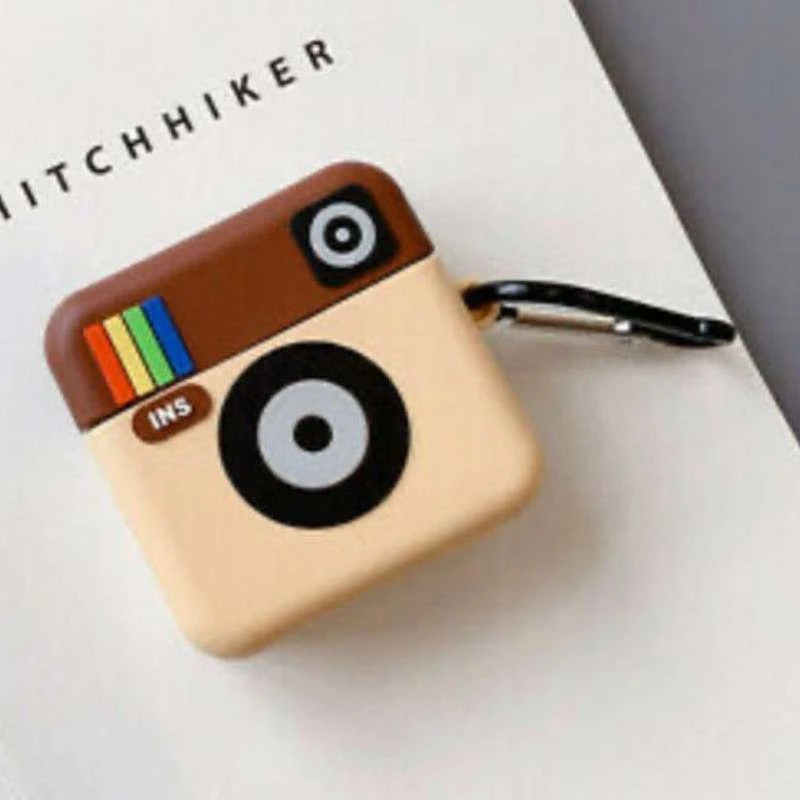 Силиконовый футляр Logo series для наушников AirPods 1/2 + карабин – Instagram. Фото 2 из 2