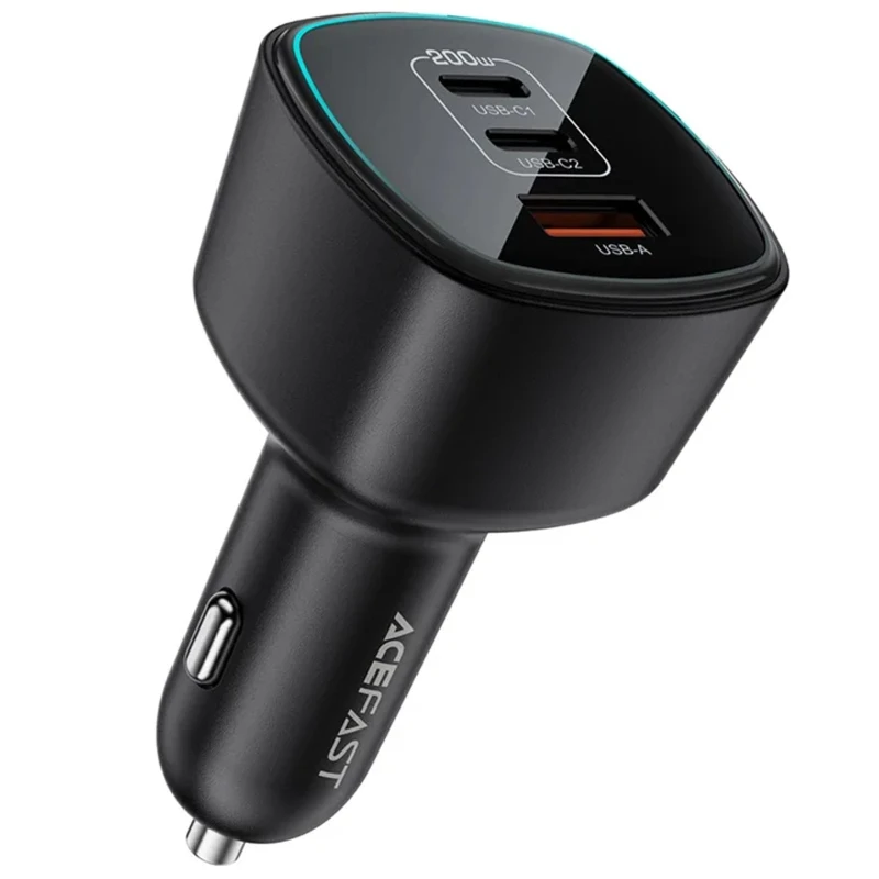 АЗП Acefast B18 PD100W+QC3.0 total 200W (1USB-A/2C) – Black. Фото 2 з 5