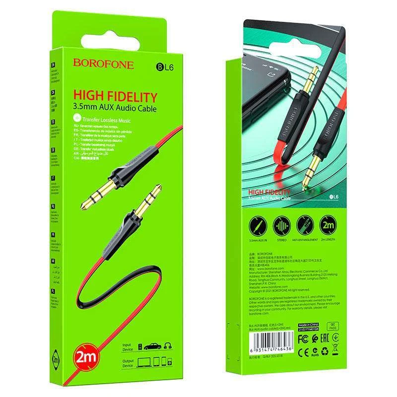 Аудио кабель Aux Borofone BL6 (2m) – Красный. Фото 4 из 4