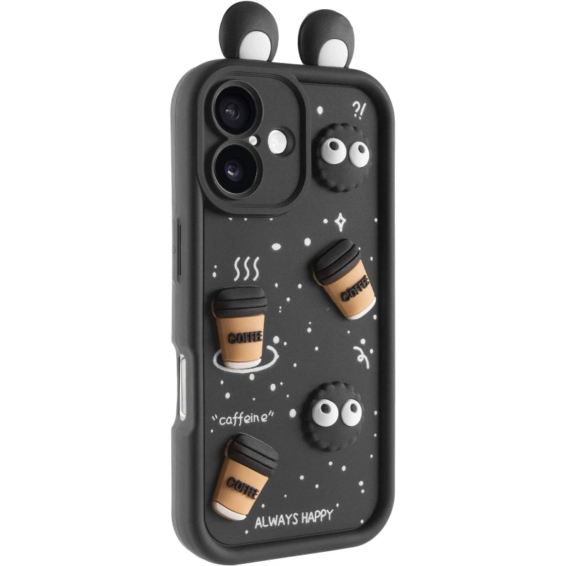 Силіконовий чохол Funny Toys with Ears для Apple iPhone 16 – Black. Фото 2 з 8