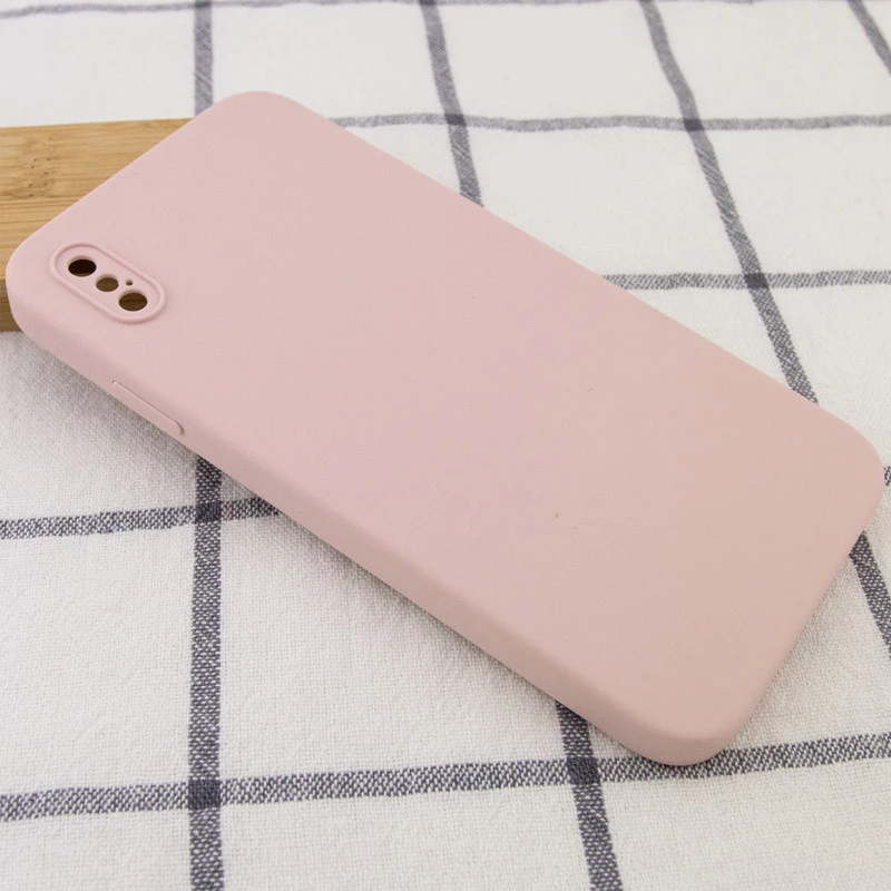 Чехол Silicone Case Square L с защитой камеры для Apple iPhone X (5.8") – Розовый / Pink Sand. Фото 2 из 3