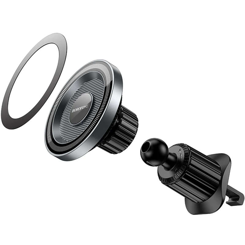 Автодержатель Borofone BH122 Profit ring magnetic (air outlet) – Black / Metal gray. Фото 5 из 6