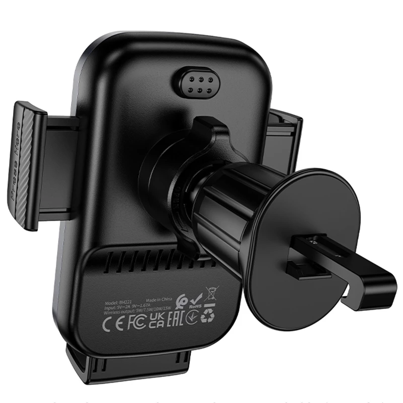 Автотримач з БЗП Borofone BH221 Path 15W (air outlet) – Black / Metal gray. Фото 4 з 6