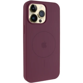 Чохол Silicone Case Full Protective (AA) V2 with MagSafe для Apple iPhone 16e (6.1") — Бордовий / Plum