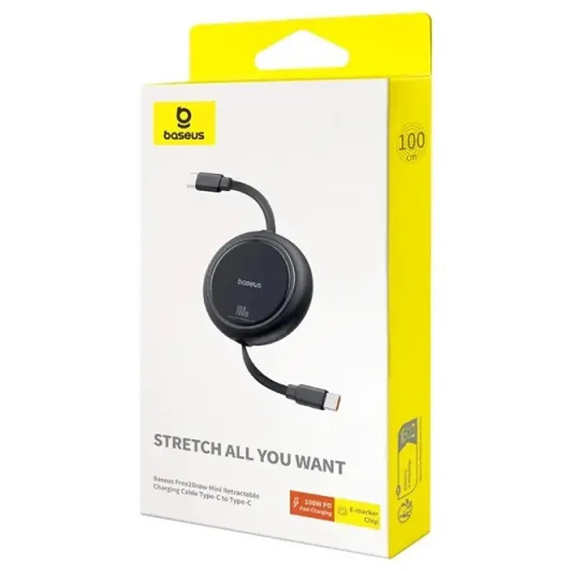 Дата кабель Baseus Free2Draw Mini Retractable Type-C to Type-C 100W (1m) (P10364500) – Cluster Black. Фото 4 з 4
