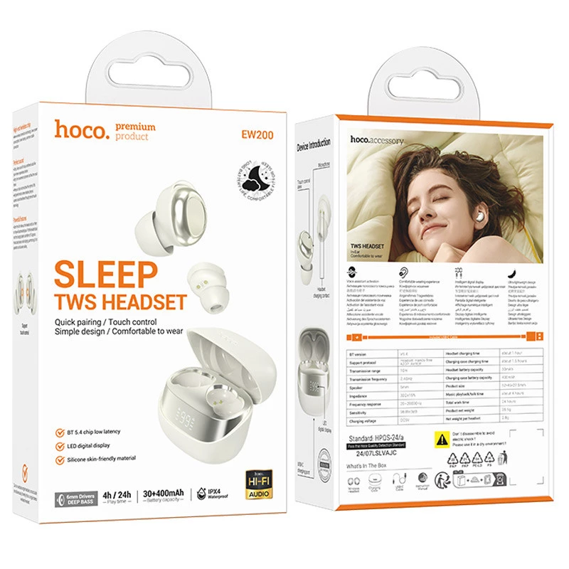 Бездротові TWS навушники Hoco EW200 Elegant – Milky White. Фото 3 з 3