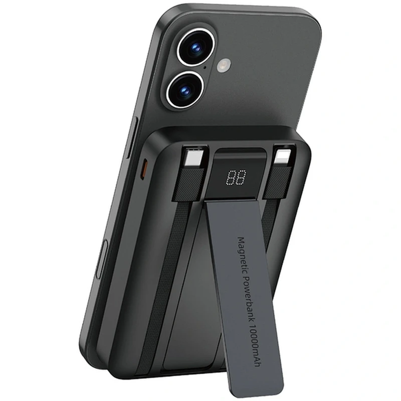 Портативний ЗП Power Bank WIWU Wi-P061 22.5W+PD20W з БЗП+iWatch with cable 10000 mAh – Black. Фото 2 з 5