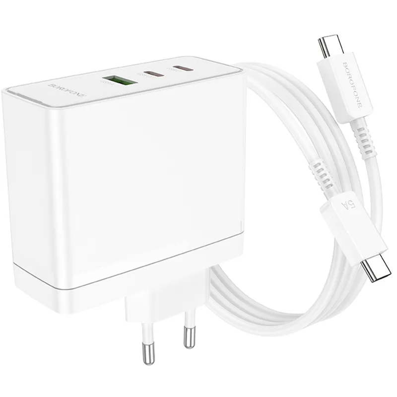 МЗП Borofone BN11 Imperial PD100W+QC3.0 (1USB-A/2C) + кабель Type-C to Type-C – White. Фото 6 з 6
