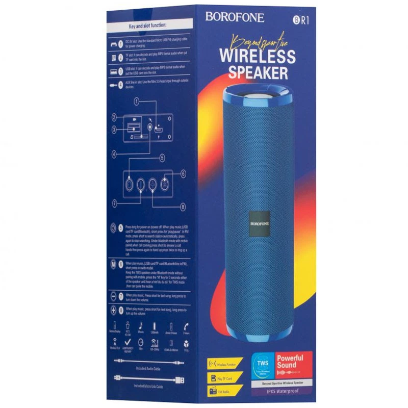 Bluetooth-колонка Borofone BR1 – Blue. Фото 3 из 3