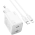 СЗУ Hoco N42 Elogiado 2C PD45W + Type to Lightning – White. Фото 2 из 5