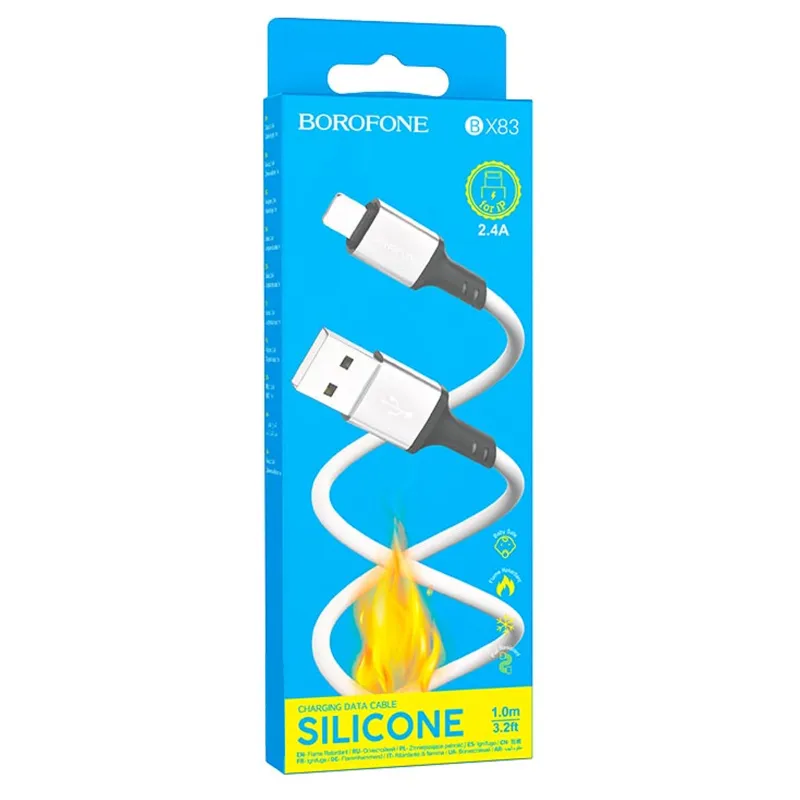 Дата кабель Borofone BX83 Famous USB to Lightning 2.4A (1m) – White. Фото 4 з 4