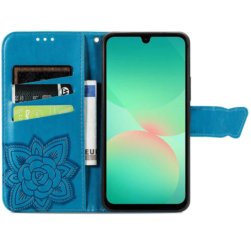 Кожаный чехол-книжка Butterfly Pattern для Samsung Galaxy A36 5G – Blue. Фото 3 из 4