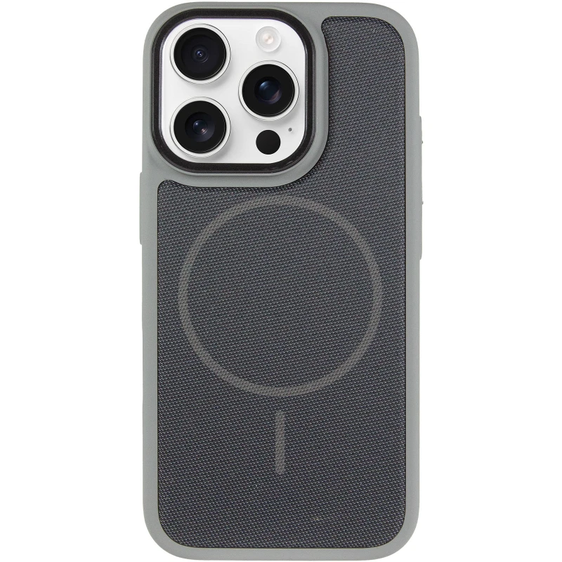 Чехол TPU TechWoven Hybrid with MagSafe для Apple iPhone 15 Pro (6.1") – Grey / Black. Фото 3 из 7