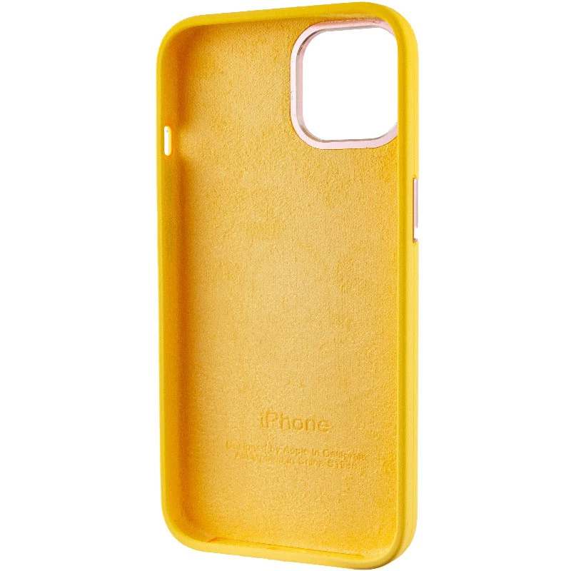 Чехол Silicone Case с металлическими кнопками для Apple iPhone 14 (6.1") – Желтый / Sunglow. Фото 6 из 9