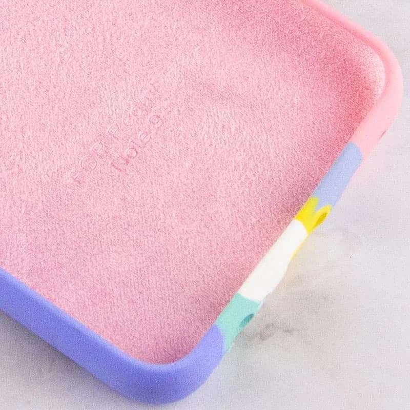 Чохол Silicone Case Райдуга з закритим низом на Xiaomi Poco X4 Pro 5G – Рожевий / Бузковий. Фото 3 з 3