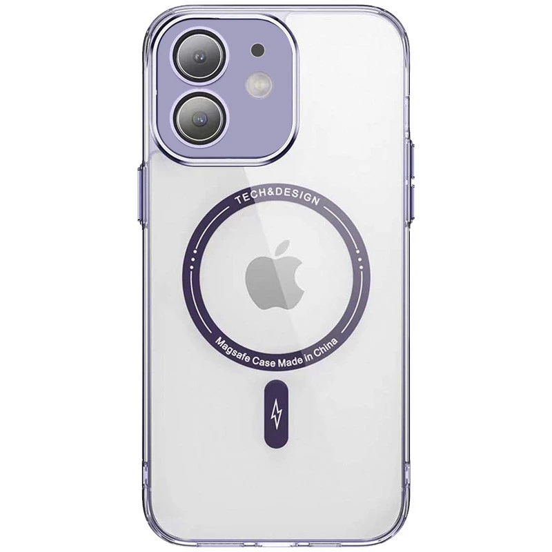 

Чехол TPU+PC с цветными металлическими кнопками и MagSafe на Apple iPhone 12 (6.1") (Purple)